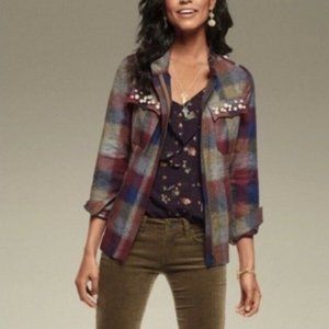 Cabi plaid jacket with pearls